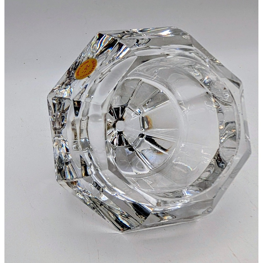 Bleikristall 24% Lead Crystal Diamond Candle Holder Germany Gold Tone Stand - Picture 7 of 16